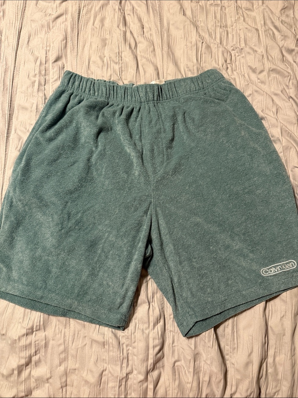 Calvin Klein Men’s Teal Terry Cloth Athletic Shorts